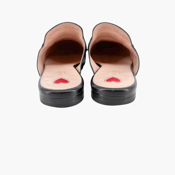 Gucci Princetown Horsebit Loafer Mule EU 38 US 8 Black Leather Flat Web Stripe - Picture 6 of 13